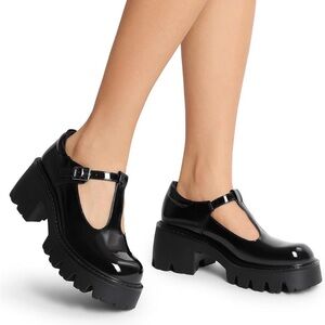 Dream Pairs Black Mary Jane chunky heel platform Patent NWT 8.5 Women's Shoes